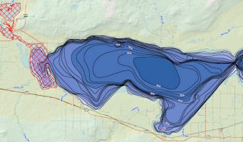 Lake depth map and closed sections
