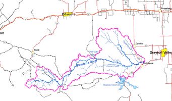 Pembina River watershed map that includes Dismal Creek near Drayton...