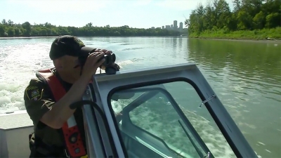 Patrolling the North Saskatchewan river near Edmonton with conservation officers