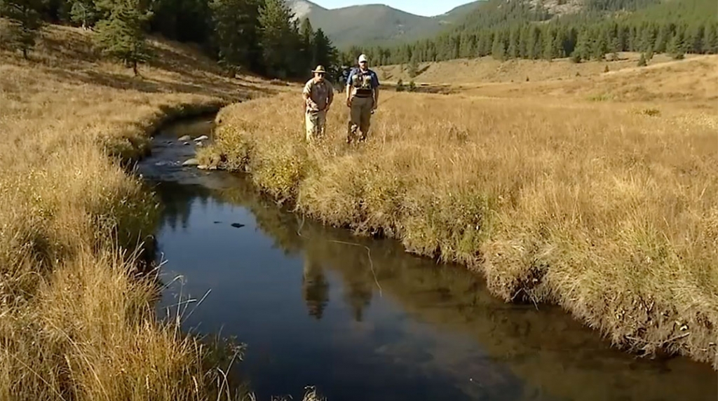 Keeping low on the approach is a key factor in small stream fishing.
