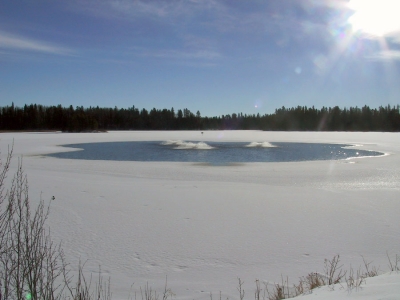 Winter aeration project creates thin ice and open water conditions